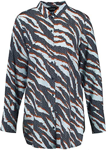 Taifun Damen Longbluse mit Animal-Print Eco-Vero Langarm, Manschetten Animal-Print Obsidian Gemustert 36