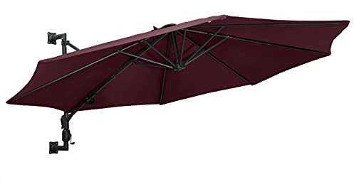 Tidyard Sombrilla de Pared con Barra de Metal Parasol de Pared Parasol de Jardín para Terraza Jardín Playa Piscina Patio 300 cm Burdeos