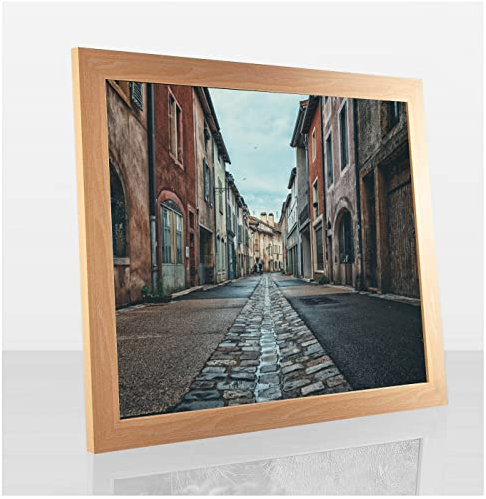 Orion Deluxe Bilderrahmen Posterrahmen 85x60 cm Puzzlerahmen Buche Dekor Kunstglas Klar Hintergrund Weiss