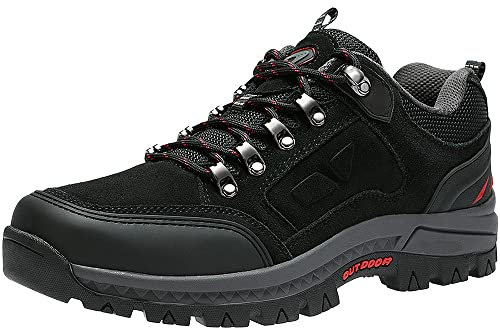 Ambayz Wanderschuhe Herren Outdoor rutschfest Trekkingschuhe Männer Hiking Schuhe für Camping Wandern,Schwarz,45.5 EU