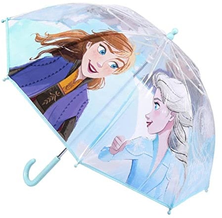 CERDÁ LIFE'S LITTLE MOMENTS Paraguas Transparente de Frozen 2/Apertura Manual, Compuesto por 8 Varillas y con Tubo Metálico de Alta Resistencia - Licencia Oficial Disney,Azul, Talla única, 2400000658