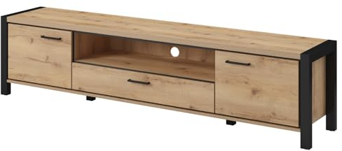 Lomadox TV Lowboard in Taurus Eiche Nb. und schwarzem Gestell, B/H/T: ca. 210/50/41 cm