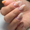 24Pcs French Tip False Nails Short, Almond Press on Nails Gold Glitter Swirl Glossy Fake Nail with White Heart Design, Acrylic Stick on Nail for Women and Girls