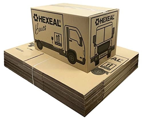 Hexeal Extra Strong Cardboard Boxes – 51.6cm x 31.1cm x 31.7cm 20 Pack of Strong Reusable Cardboard Boxes for Storage, Moving & Packaging – Flat Packed & Easy to Stack