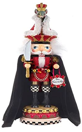 Kurt Adler Hollywood Nussknacker Mouse King – Rot und Schwarz glitzernde Edelsteinakzente von Holly Adler