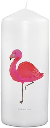 Mr. & Mrs. Panda 19 x 8 cm Kerze Flamingo Classic - Geschenk, prächtig, Taufkerze, Geschwister, stolz, Geburtstagskerze, Geburtstag Kerze, ich,