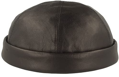 Bullani Docker-Cap Dockermütze Seemannsmütze aus 100% Leder – Made IN Germany – Bequem & Hautverträglich - Marine 56