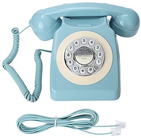 Retro Festnetz Telefon, Ct-8019 Klassisches Vintage-Telefon Altmodisch Schnur Ringe Zifferblatt Telefon Telefon mit Doppel-Gong für Heim und Büro