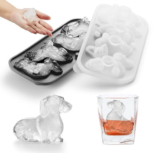 Nax Caki 3D-Eiswürfelform mit Dackel-Motiv, lustige Formen, Dackel-Geschenke für Frauen, niedliche, große Eisform, Eiswürfelformen für Whiskey, Cocktails Bourbon