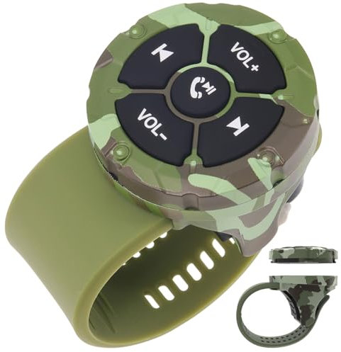 Wireless Bluetooth Media Button Remote Control for Car Bike Motorbike Boat IP67 Waterproof Universal Detachable Car Steering Wheel Control Compatible for iPhone & Any Android Smart Phone Green