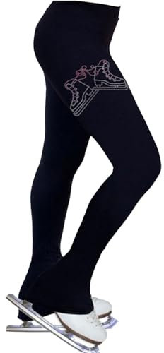 EMERZE Eiskunstlauf Hosen für Damen Mädchen Komfortabel und Warm Skate-Hos Eislaufhosen mit Fleecefutter Kristall Skating Leggings,001,XXS