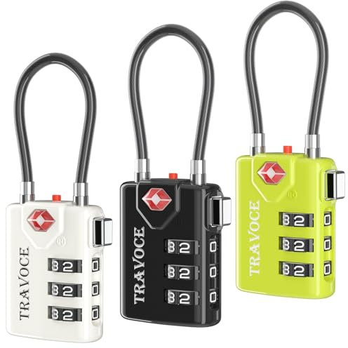 Search Alert - Lucchetto a combinazione da viaggio approvato TSA per valigie, armadietti da palestra, cassetta degli attrezzi, zaino, 1, 2, 4, 6 e 10 pezzi (tre colori)