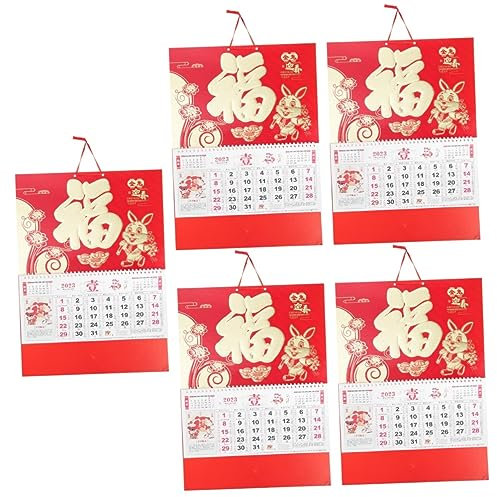 MAGICLULU 5st 2023 Jahr Des Hasen-kalenders 2023 Hasen-wandkalender Kaninchen-wandkalender 2023 Mondkalender 2023 Hängender Kalender Bauernkalender Weißer Karton Wandbehang Büro Einzigartig