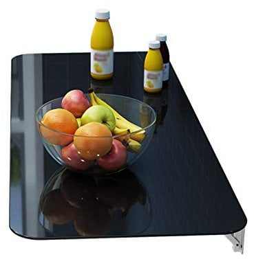 WZYJLyds Gehärtetes Glas Küche Wandklapptisch Metallbügel Kratzfest Einfach Zu Säubern Wand Klapptisch Zum Küche, Büro, Garage, Kleiner Raum