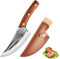 Fubinaty Japanisches Kochmesser Outdoor-Küchenmesser Handgefertigtes geschmiedetes Jagdausbeinungsmesser Full Tang High Carbon Steel Camping-Kochmesser mit Lederscheide und Holzgriff
