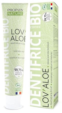 Dentifrice Bio LOV'ALOE - Aloe Vera & Citron - 99,75% d'ingrédienst naturels - Fabriqué en France - 75ml - Propos'Nature