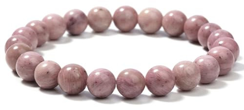 Landorilo Handmade Echte Naturstein Perlen Heilsteine Armband Damen Herren, 8MM Runde Edelsteine Yoga Armbänder, Glücksarmband, Kreative Schmuck Geschenke(Rosa gestreifter Stein)
