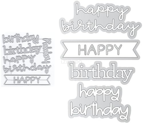 Happy Birthday Stanzformen für Kartenherstellung, Wörter, Metall-Stanzformen für Papier, Scrapbooking, DIY-Schablonen für Album, Party, Hochzeit, Festivals, Dekoration, KDQ1419