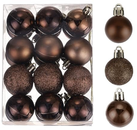 sourcing map Christmas Ball Ornaments Christmas Tree Decorations Balls Coffee Baubles 1.6/4CM for Party Decoration Wedding Holiday Christmas Decor 24Pcs