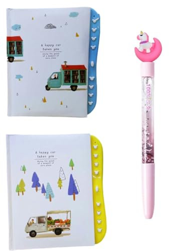 QLEUIFT 2 pcs Journal Intime avec Cadenas pour Filles et Femmes, Carnet Secret, 200 Pages, Journal de Mot de Passe numérique, Livré avec 1 Stylo Aquarelle