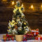Mini Weihnachtsbaum,Kleiner Weihnachtsbaum Künstlich,40 cm LED Weihnachtsbaum Beleuchtung Weihnachts Baum mit Weihnachtskugeln Tannenzapfen Schleifen Weihnachten Deko Zuhause Büro Tischdeko (Gold)