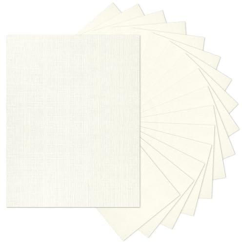 21,6 x 28,9 cm, elfenbeinfarbener strukturierter Karton, 36,3 kg | Goefun Hellcremefarbene Hochzeitseinladungskarten, Leinen-Papier zum Drucken von Einladungen, Kunst und Handwerk und