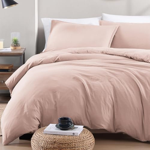 LANE LINEN 4-Piece Super King Bedding Set - Pre-Washed Microfiber Duvet Cover, Fitted Sheet, and Pillowcase – Cozy and Durable (Sepia Rose)