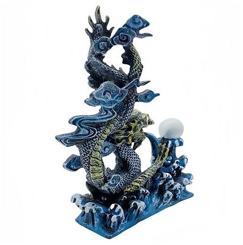 Cadzyre Aquarium Dekoration Drachen, 18cmx6.5cmx19cm, Harz, Aquarium zubehör Drachen Dekoration Chinesischer Dragon,Drache Geeignet für mittlere und große Aquarien(Drache, 18cmX6.5cmX19cm)