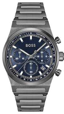 BOSS Chronograph Quarz Uhr für Herren Kollektion Candor Chrono mit Graues Edelstahlarmband - 1514223