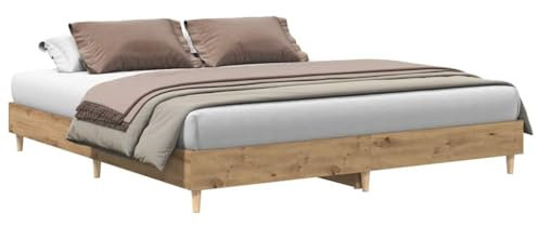 vidaXL Bettgestell ohne Matratze Artisan-Eiche 200x200cm Holzwerkstoff, Bettrahmen, Bett, Palettenbett, Schlafzimmermöbel, Doppelbett, Plattenbett