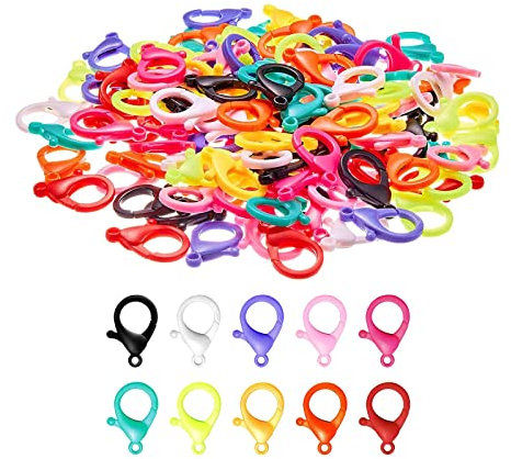 100 Pieces Lobster Clasp Plastic 35mm Snap Hook Candy Color for Keychain