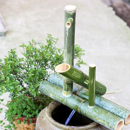 sunbiaouk Bamboo Japanese Rocking Water Fountain, Outdoor Water Fountain,Zen Garden Water Fountain Bamboo, Handmade,for gardens, ponds, fish tanks(Sola,40CM)
