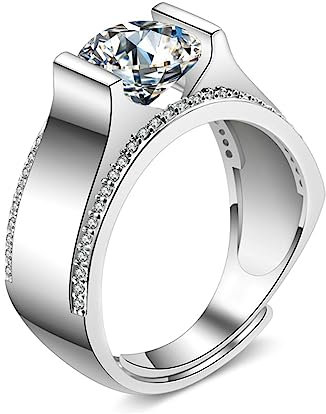Bishilin Ehering Weißgold Herren 750 Echtgold Einzeln, Hochzeit Ringe Siegelring mit Diamant Trauringe Verlobung Ring Männer Größe 66 (21.0)