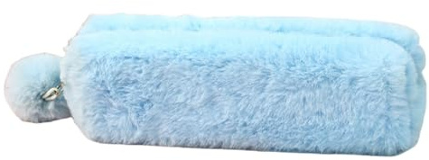 HSTWODE 1 Plüsch-Federmäppchen, große Kapazität, Schreibwaren-Aufbewahrungstasche, Mädchen-Schreibwaren-Federmäppchen, Kinder-Plüsch-Federmäppchen (Hellblau)
