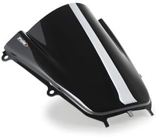 Puig 22284N Z-Racing Windscreen; aerodynamic design with double height; improves rider protection; made of high-impact acrylic; TÜV approved; easy installation, Black