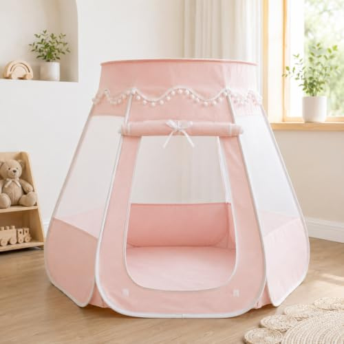 LIONHERZ® DAS ORIGINAL 2in1 Bällebad-Spielzelt [Baumwolle/Hanf] für Kinder | atmungsaktiv 115x93cm | pop-up & faltbar | Baby Bällebad Ballzelt Babyzelt | Kinderzelt Spielhaus indoor | Mädchen & Jungen