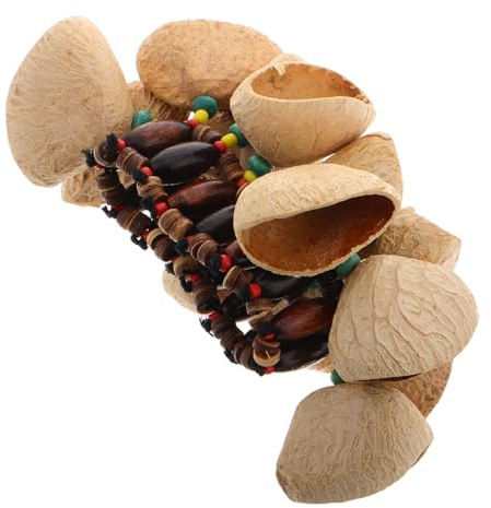 iplusmile Nussschale Handglocke aus Afrikanischen Nüssen Musikinstrument Armband mit Glocke Instrumentenarmband Handglockenarmband aus Kokosnussschale