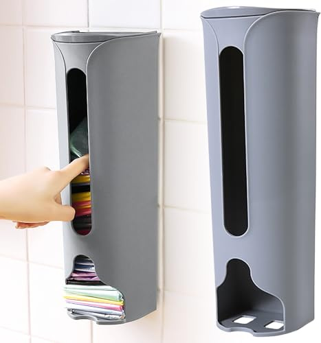 Plastic Bag Holder Wall Mounted, with Large Capacity, Plastic Bags Organiser, Bin Bag Dispenser for Shopping Bags and Rubbish Bags, Space-Saving Design for Tidy, Bin Bag Holder