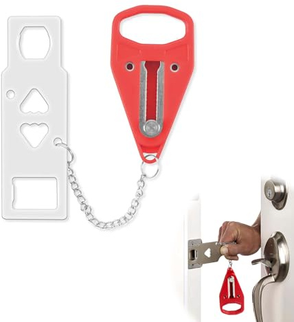 Wcawnlt Serrure de porte portable, Verrou de porte portable pour la maison serrure porte interieure securite entree hotel bloqueur rouge pour voyage appartement etudiant