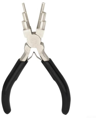 6-in-1-Rundzange für Schmuckherstellung, Drahtwickelwerkzeug mit 6 Größen für Schlaufenbiegen, C-Ringe und Spulen, bequeme Gummigriff-Handzange für Heimwerker-Reparaturen