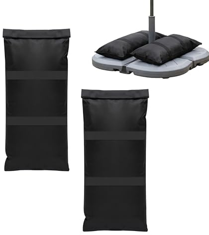 Relaxdays Sandsäcke, 2er Set, je 22 kg befüllbar, Sonnenschirmständer & Trampolin, Beschwerer, BxT: 68x30 cm, schwarz