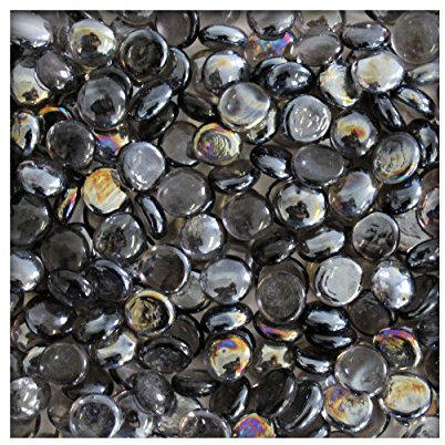 Kieskönig 1 kg Glasnuggets Glassteine Muggelsteine Mosaiksteine Tischdeko 12-20 mm Silbergrau irisierend