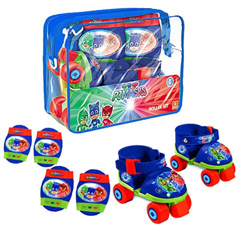 Mondo Toys – Pj Masks Rollschuhe, verstellbar von 22 bis 29 – Komplettset mit transparenter Tasche, Ellenbogenschützer und Knieschoner - 18475