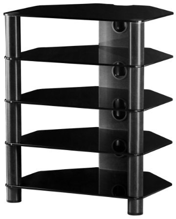 SONOROUS - HiFi-Möbel mit 5 Regalböden. Schwarzes Glas/schwarzer Rahmen Ref. RX2150-NN