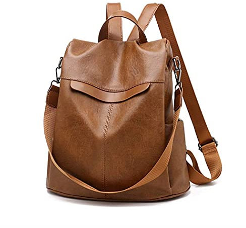 Wishliker Sac à Dos Anti-vol Sacs À Bandoulière en PU Cuir Sac a Dos Étanche Sacs D'école pour Femme Fille