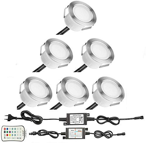 FVTLED 6er Set RGBWW Led Bodeneinbauleuchten Aussen Ø45mm IP67 Wasserdicht