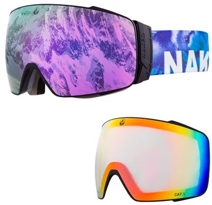 NAKED Optics Skibrille Männer, Ski Brille Frauen, Snowboardbrille (STORM Art, inkl. Schlechtwetterglas)