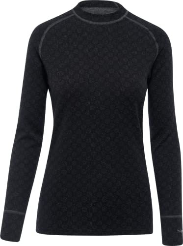 Thermowave Xtreme Merino Unterwäsche Damen - Thermounterwäsche Damen Shirt Langarm - Funktionsshirt Damen Optimaler Feuchtigkeitstransport 220 GSM Super Sanfte, Schwarz/Dunkelgrau Melange, XS