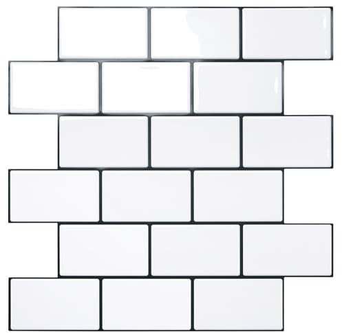 STICKGOO Peel and Stick Backsplash, White Subway Tile Stick on Backsplash for Kitchen (1 Stück, dickeres Design)