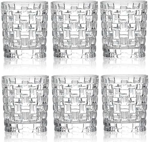 Dicunoy 6 Pack Whiskey Drinking Glasses, 8 oz Short Water Glasses with Heavy Base, Crystal Small Tumbler Glasses Beverage Drinkware for Juice, Soda, Water, Milk, Beer, Cocktail